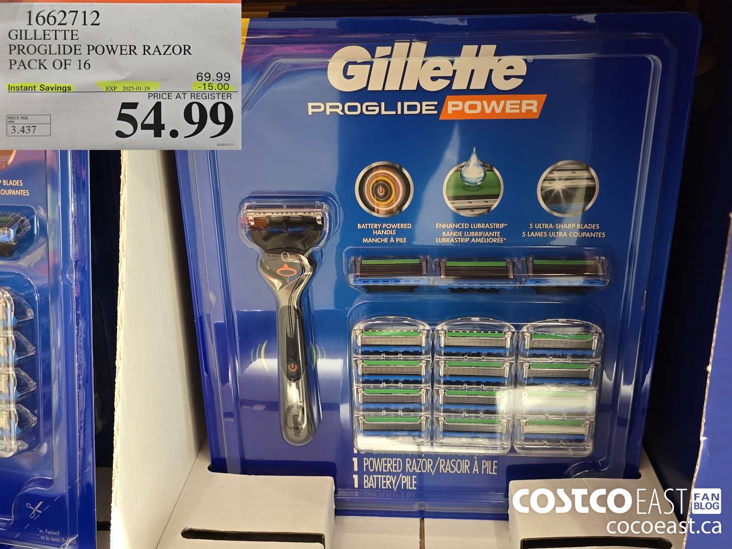 1662712 GILLETTE PROGLIDE POWER RAZOR PACK OF 16 ($15.00 INSTANT SAVINGS EXPIRES ON 2025-01-19) $54.99