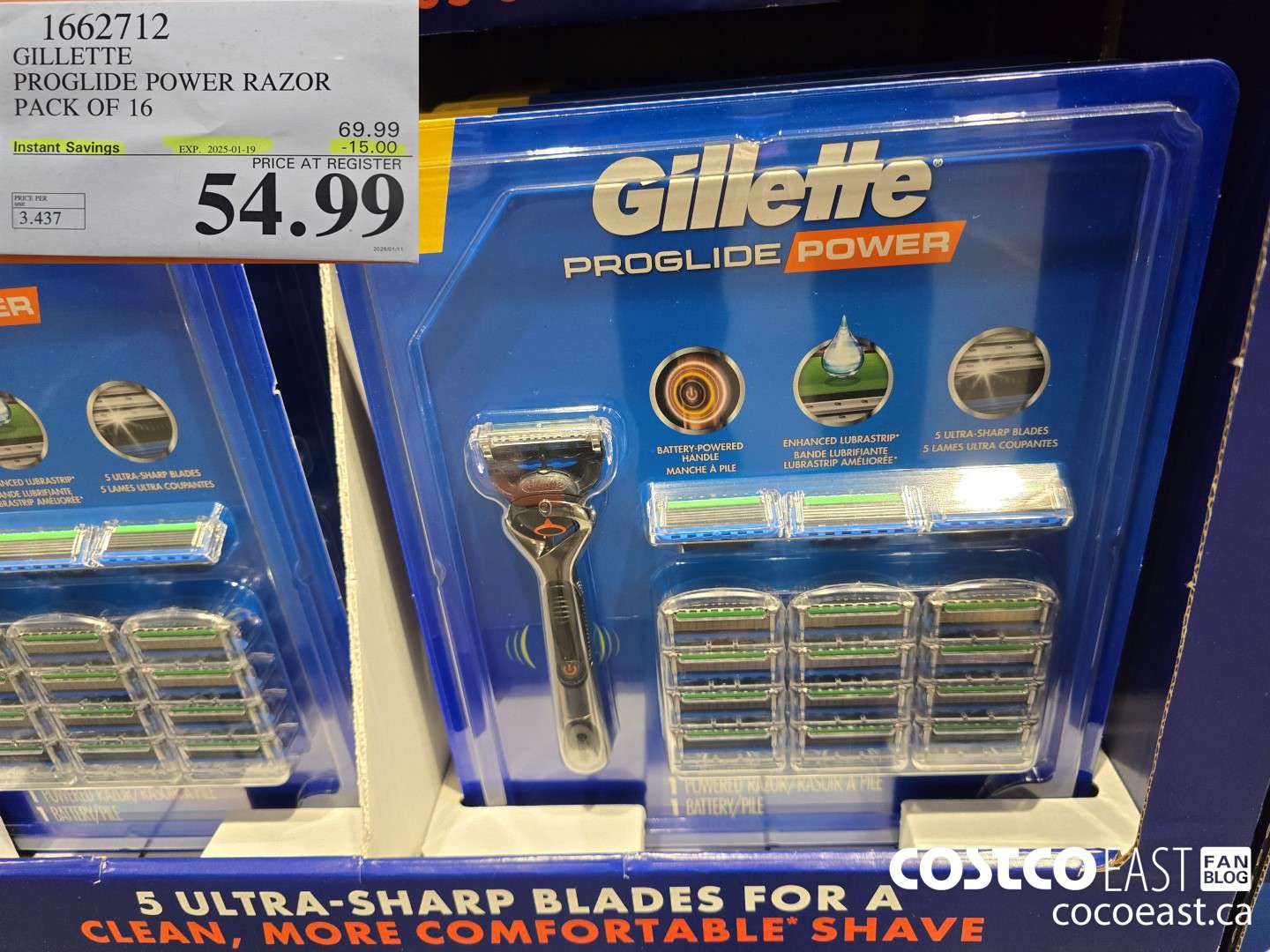 1662712 GILLETTE PROGLIDE POWER RAZOR PACK OF 16 ($15.00 INSTANT SAVINGS EXPIRES ON 2025-01-19) $54.99