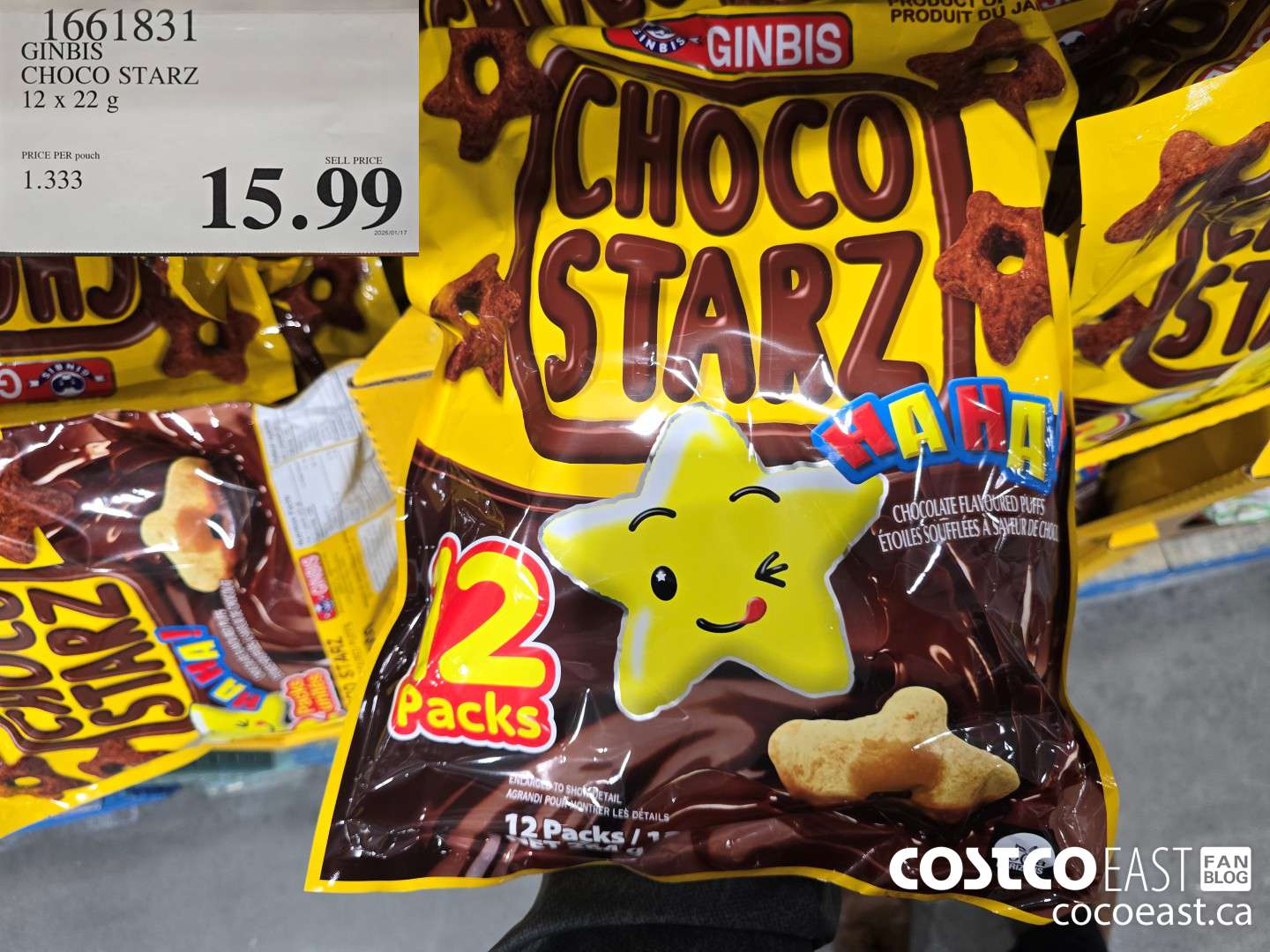 1661831 GINBIS CHOCO STARZ 12 x 22 G $15.99
