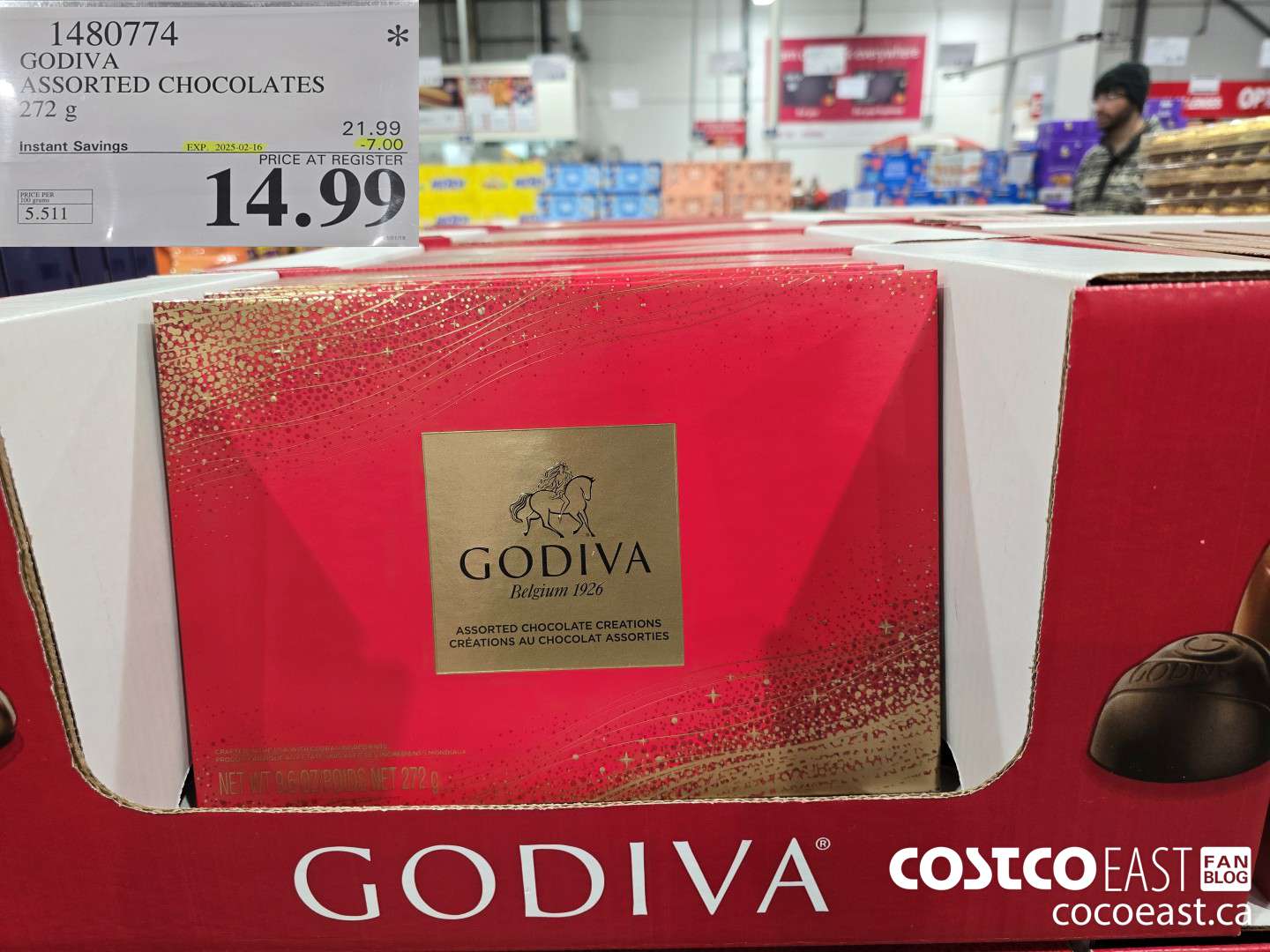 1480774 GODIVA ASSORTED CHOCOLATES 272 G ($7.00 INSTANT SAVINGS EXPIRES ON 2025-02-16) $14.99