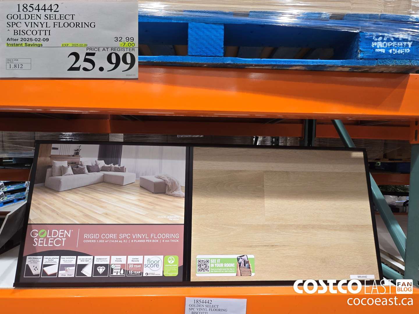 1854442 GOLDEN SELECT SPC VINYL FLOORING BISCOTTI ($7.00 INSTANT SAVINGS EXPIRES ON 2025-02-09) $25.99