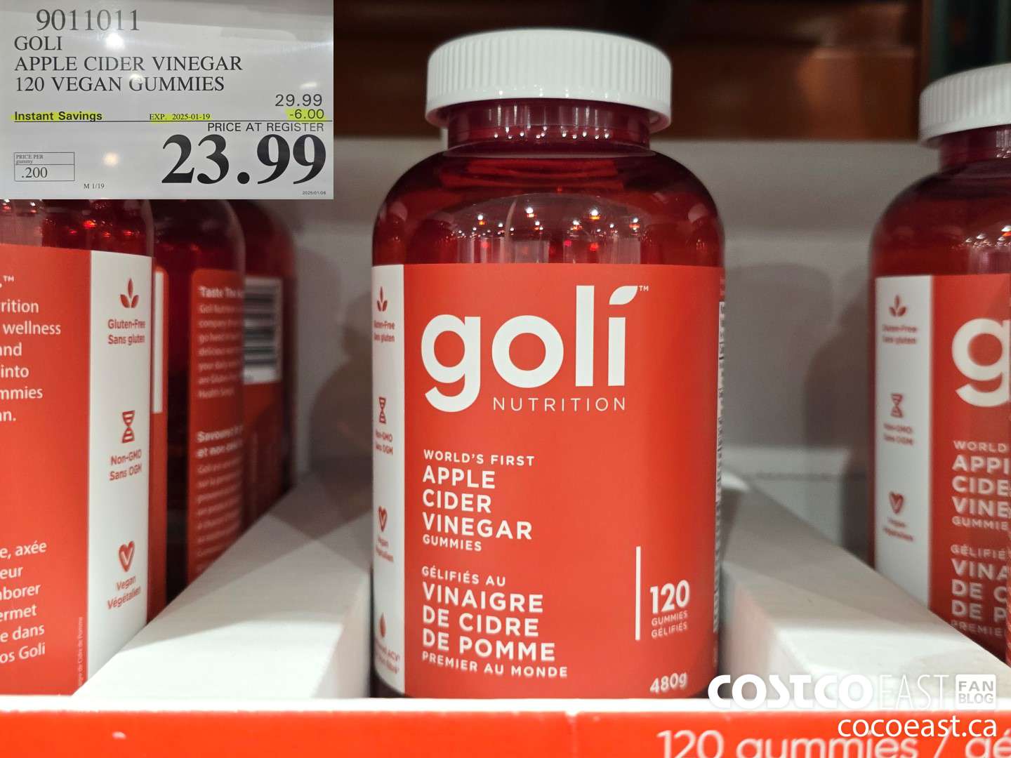 9011011 GOLI APPLE CIDER VINEGAR 120 VEGAN GUMMIES ($6.00 INSTANT SAVINGS EXPIRES ON 2025-01-19) $23.99