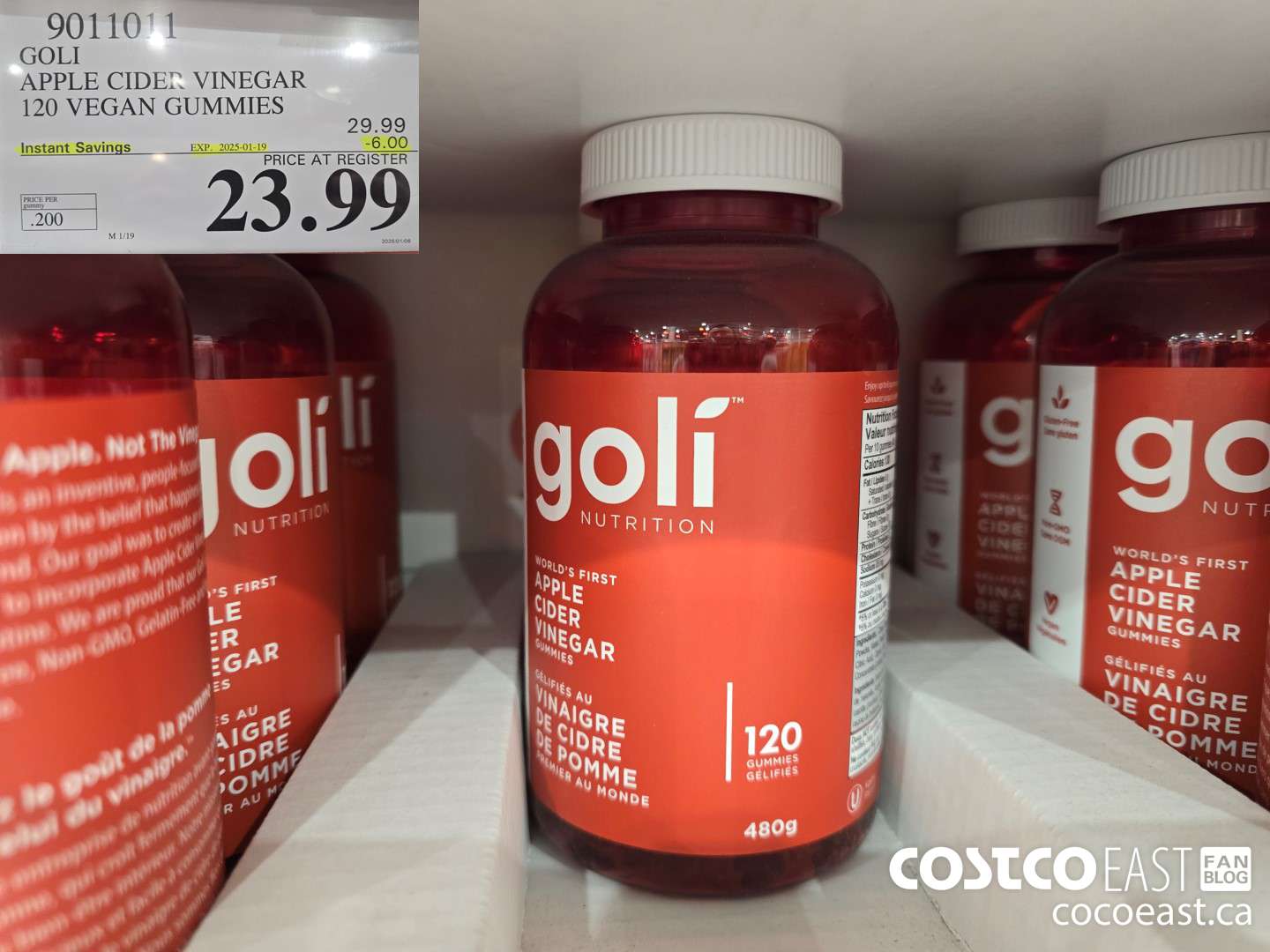 9011011 GOLI APPLE CIDER VINEGAR 120 VEGAN GUMMIES ($6.00 INSTANT SAVINGS EXPIRES ON 2025-01-19) $23.99