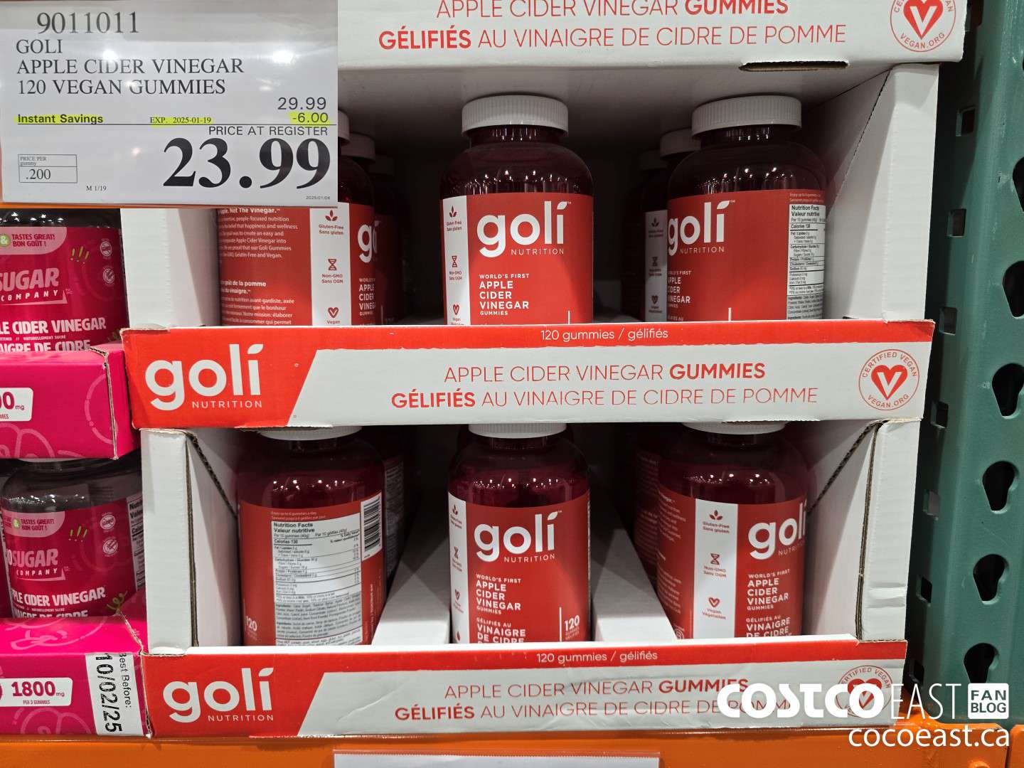 9011011 GOLI APPLE CIDER VINEGAR 120 VEGAN GUMMIES ($6.00 INSTANT SAVINGS EXPIRES ON 2025-01-19) $23.99