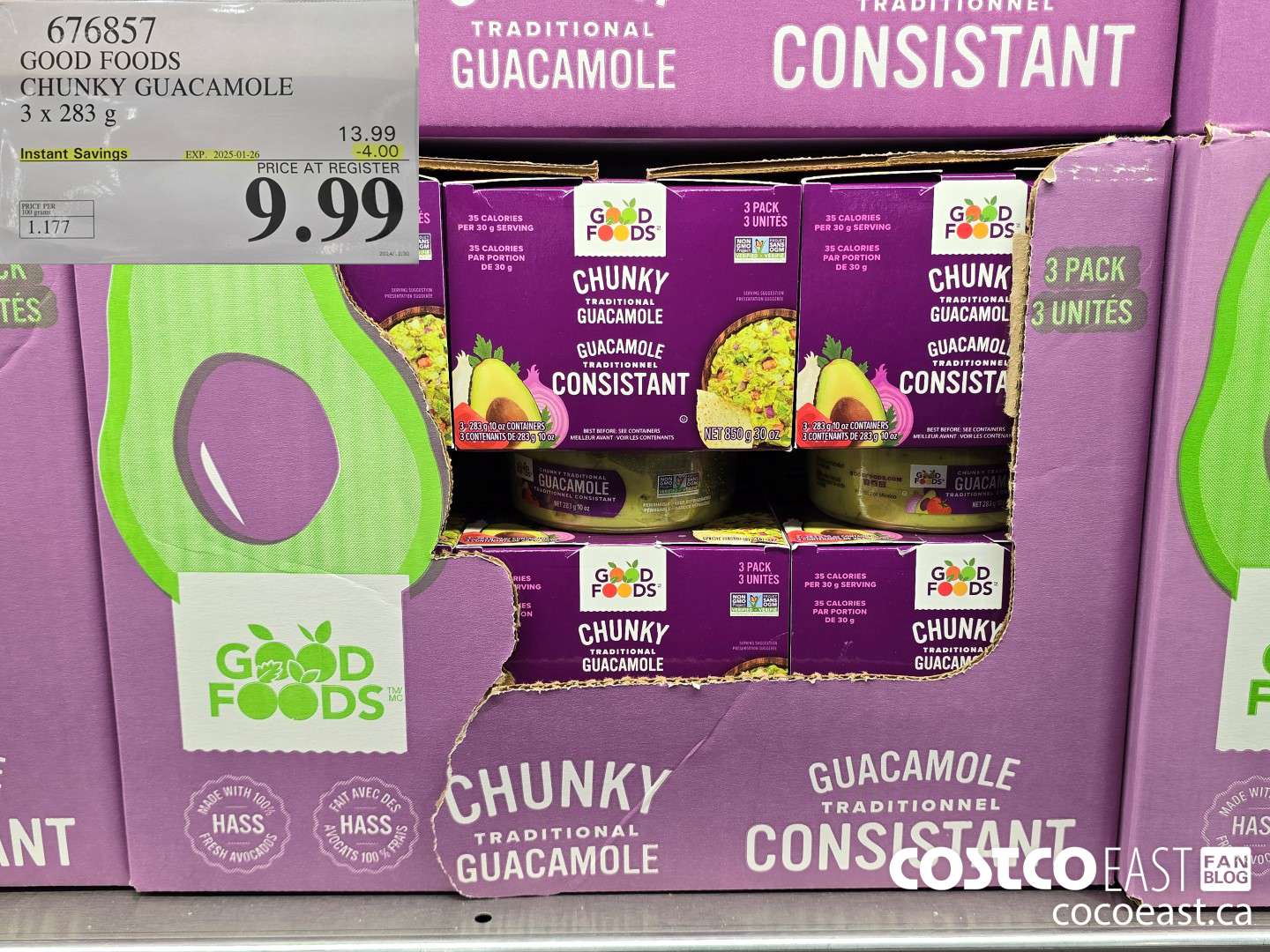 676857 GOOD FOODS CHUNKY GUACAMOLE 3 X 283 G ($4.00 INSTANT SAVINGS EXPIRES ON 2025-01-26) $9.99