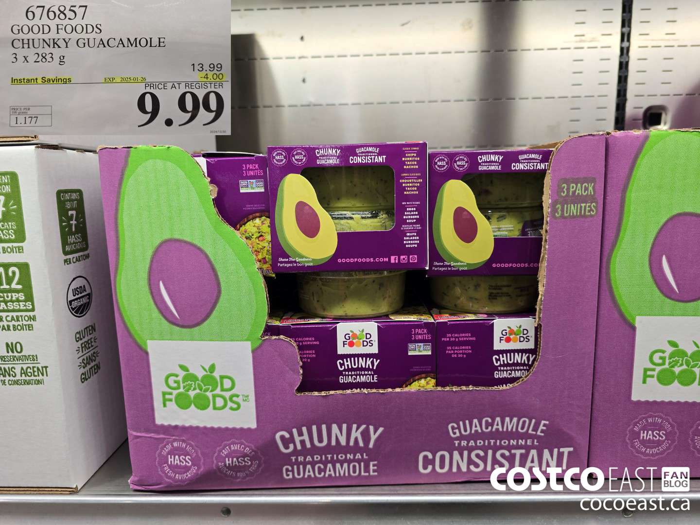 676857 GOOD FOODS CHUNKY GUACAMOLE 3 X 283 G ($4.00 INSTANT SAVINGS EXPIRES ON 2025-01-26) $9.99