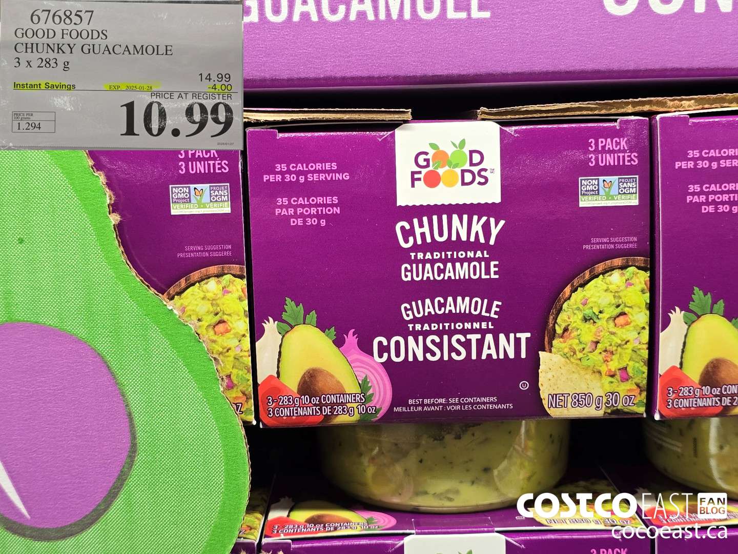 676857 GOOD FOODS CHUNKY GUACAMOLE 3 X 283 G ($4.00 INSTANT SAVINGS EXPIRES ON 2025-01-28) $10.99
