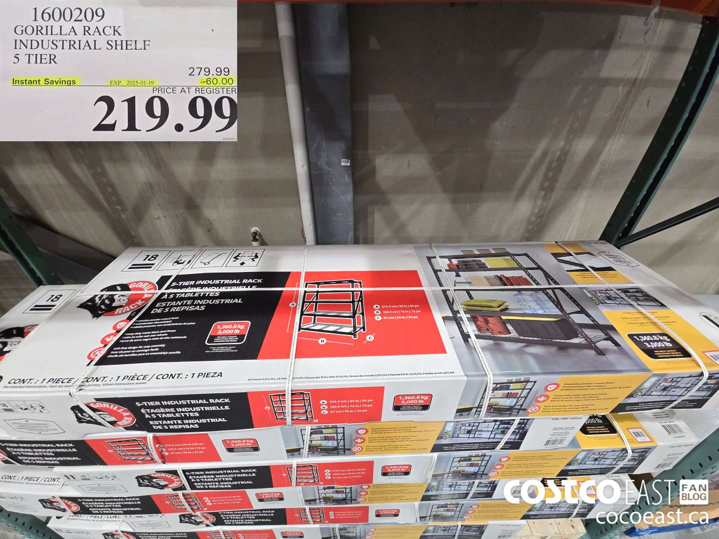 1600209 GORILLA RACK INDUSTRIAL SHELF 5 TIER ($60.00 INSTANT SAVINGS EXPIRES ON 2025-01-19) $219.99