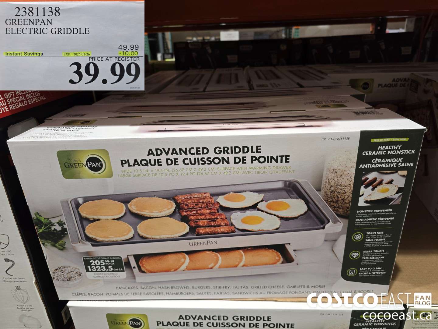 2381138 GREENPAN ELECTRIC GRIDDLE ($10.00 INSTANT SAVINGS EXPIRES ON 2025-01-26) $39.99