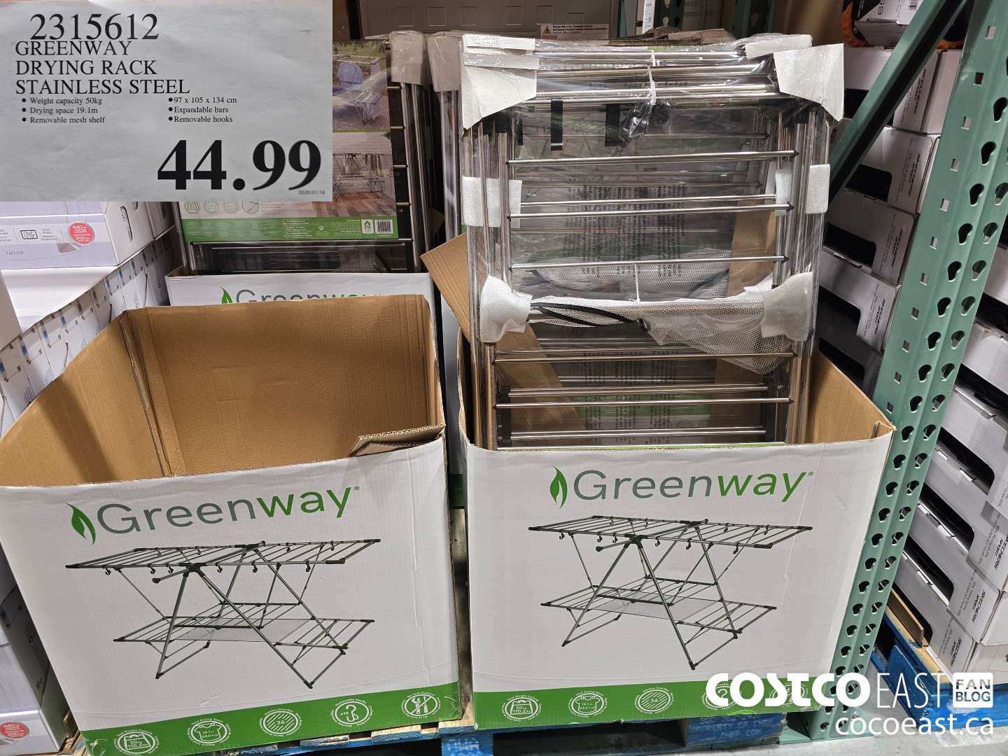 2315612 GREENWAY DRYING RACK STAINLESS STEEL $44.99