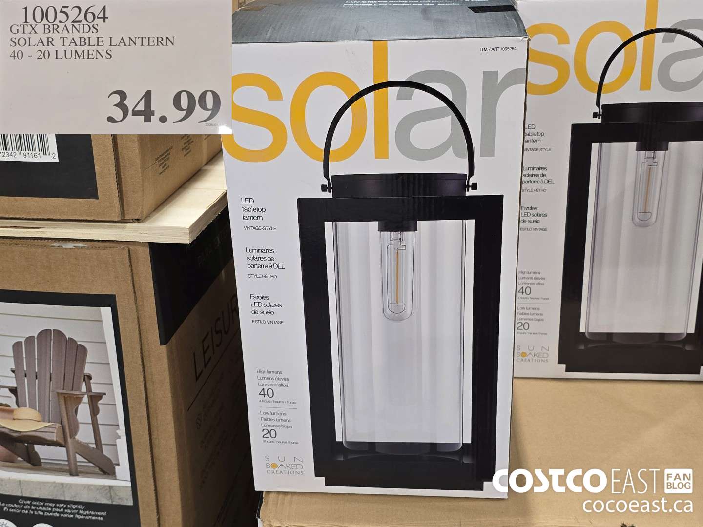 1005264 GTX BRANDS SOLAR TABLE LANTERN 40 - 20 LUMENS $34.99