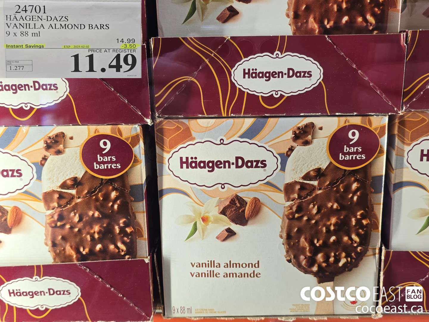 24701 HAAGAN-DAZS VANILLA ALMOND BARS 9 X 88 ML ($3.50 INSTANT SAVINGS EXPIRES ON 2025-02-02) $11.49