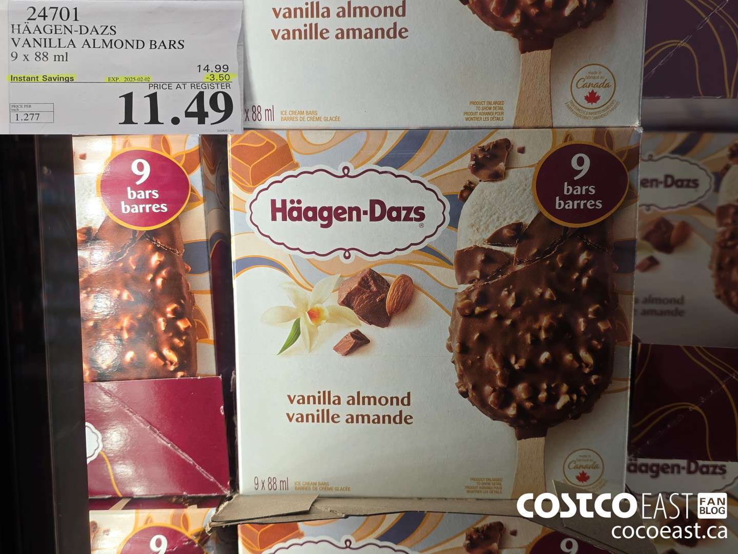 24701 HAAGAN-DAZS VANILLA ALMOND BARS 9 X 88 ML ($3.50 INSTANT SAVINGS EXPIRES ON 2025-02-02) $11.49