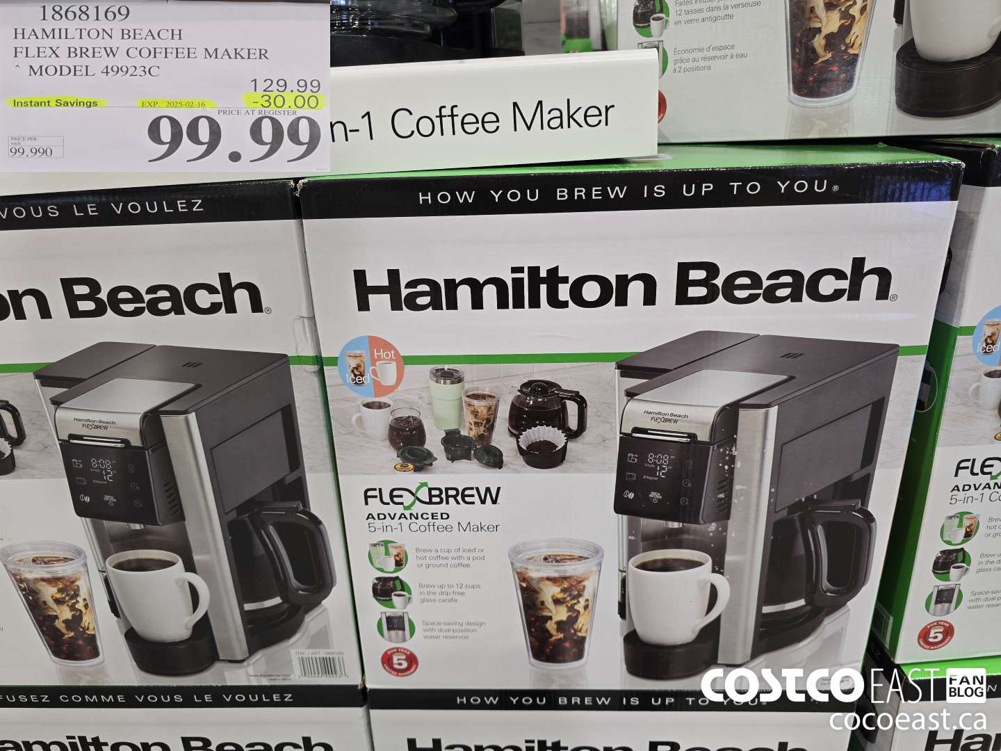 1868169 HAMILTON BEACH FLEX BREW COFFEE MAKER MODEL 49923C ($30.00 INSTANT SAVINGS EXPIRES ON 2025-02-16) $99.99