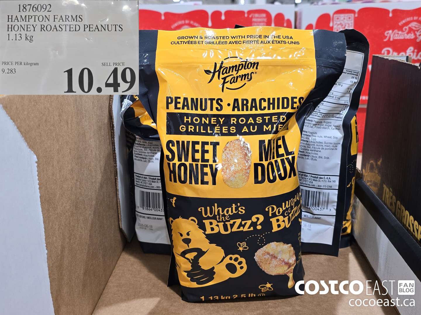 1876092 HAMPTON FARMS HONEY ROASTED PEANUTS 1.13 kg $10.49