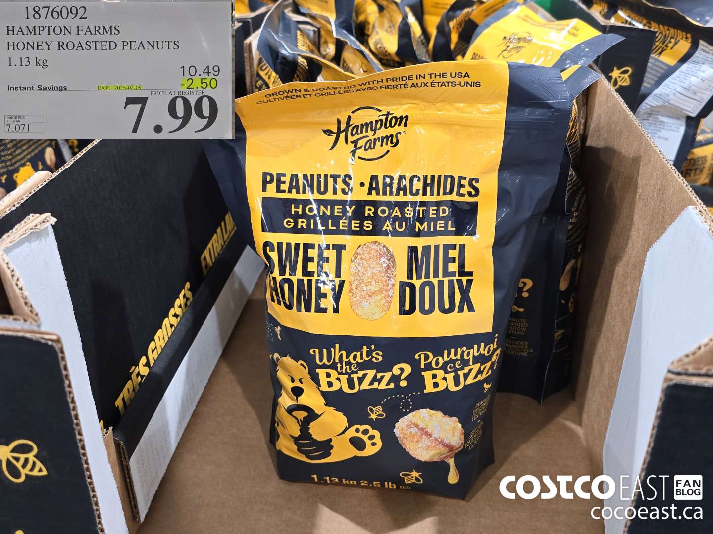 1876092 HAMPTON FARMS HONEY ROASTED PEANUTS 1.13 kg ($2.50 INSTANT SAVINGS EXPIRES ON 2025-02-09) $7.99