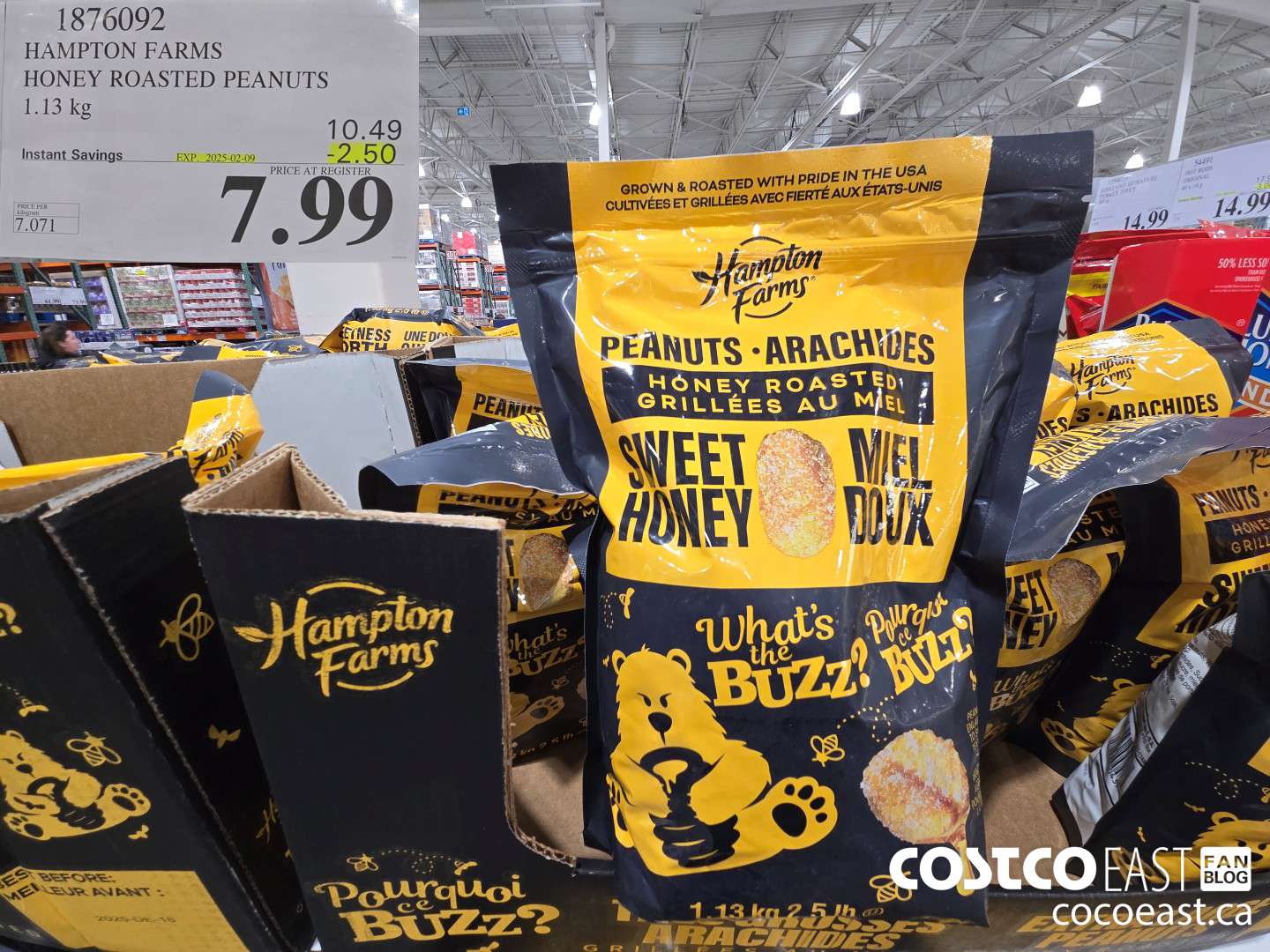 1876092 HAMPTON FARMS HONEY ROASTED PEANUTS 1.13 kg ($2.50 INSTANT SAVINGS EXPIRES ON 2025-02-09) $7.99
