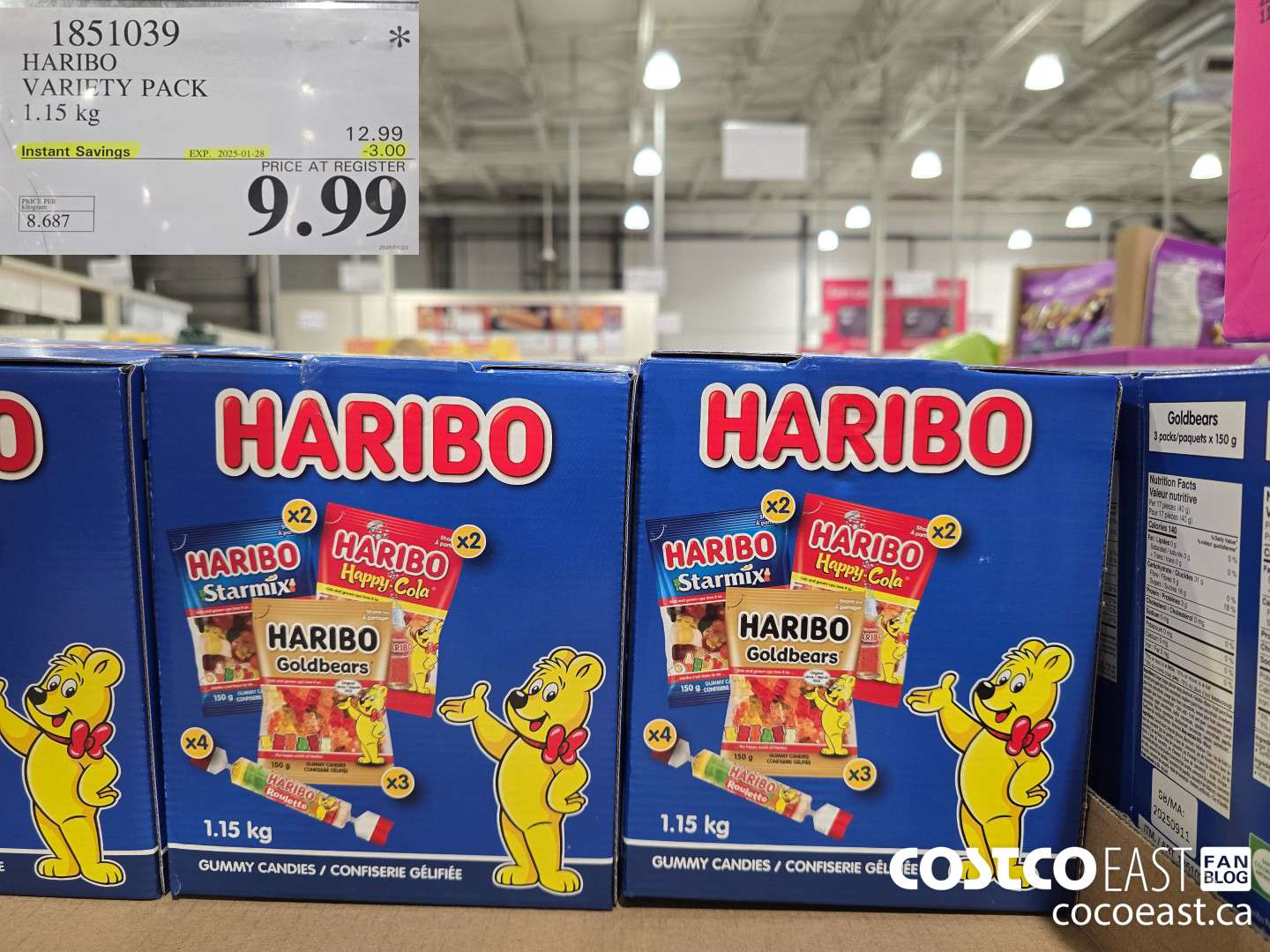 1851039 HARIBO VARIETY PACK 1.15 kg ($3.00 INSTANT SAVINGS EXPIRES ON 2025-01-28) $9.99