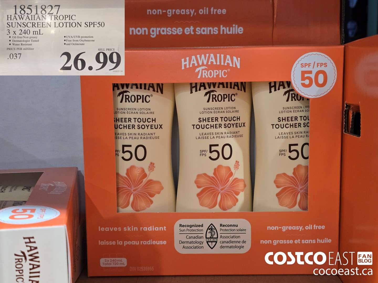 1851827 HAWAIIAN TROPIC SUNSCREEN LOTION SPF50 3 X 240 ML $26.99