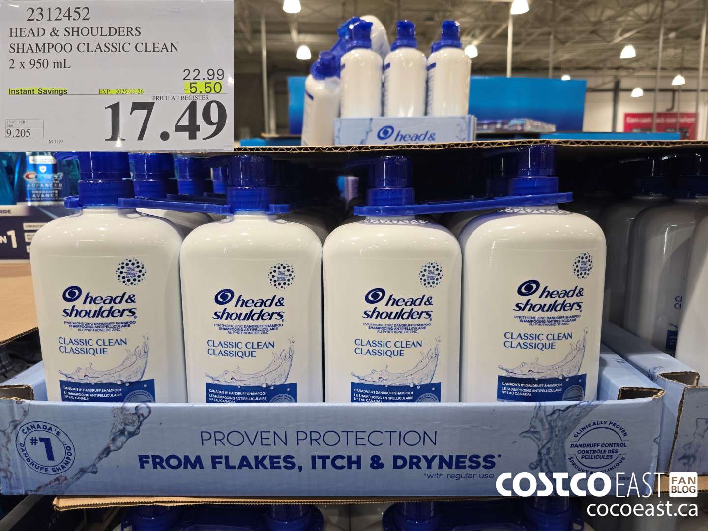 2312452 HEAD & SHOULDERS SHAMPOO CLASSIC CLEAN 2 X 950 ML ($5.50 INSTANT SAVINGS EXPIRES ON 2025-01-26) $17.49