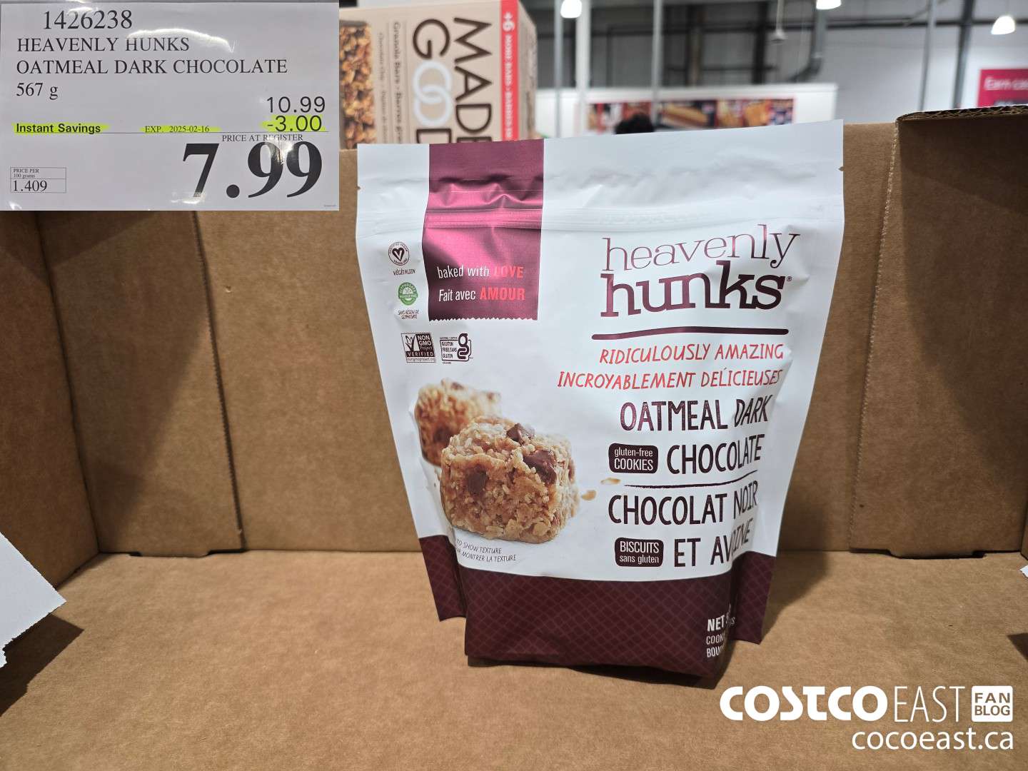 1426238 HEAVENLY HUNKS OATMEAL DARK CHOCOLATE 567 g ($3.00 INSTANT SAVINGS EXPIRES ON 2025-02-16) $7.99