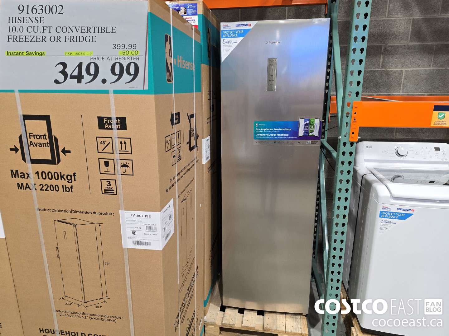 9163002 HISENSE 10.0 CU.FT CONVERTIBLE FREEZER OR FRIDGE ($50.00 INSTANT SAVINGS EXPIRES ON 2025-01-19) $349.99