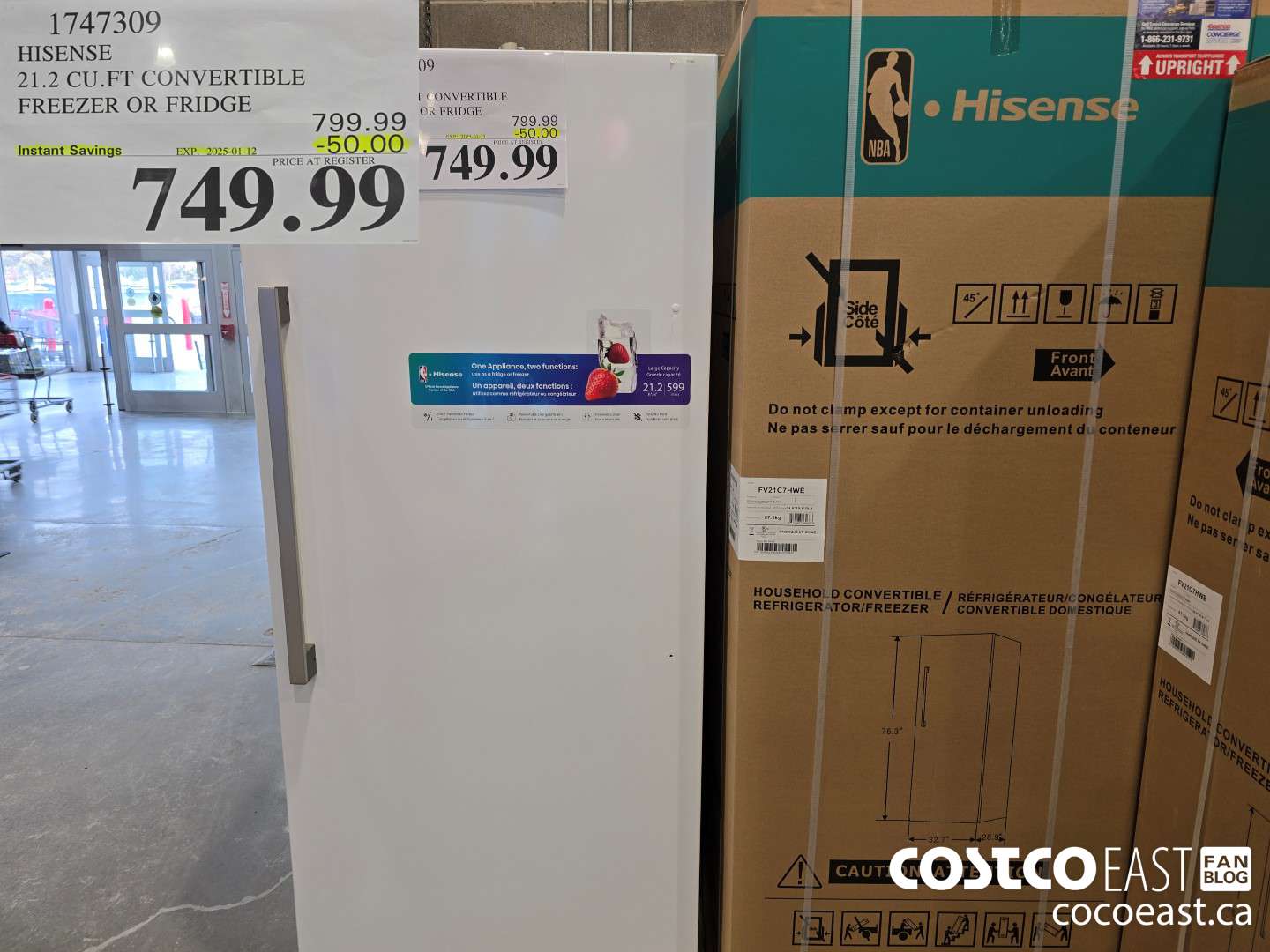 1747309 HISENSE 21.2 CU.FT CONVERTIBLE FREEZER OR FRIDGE ($50.00 INSTANT SAVINGS EXPIRES ON 2025-01-12) $749.99