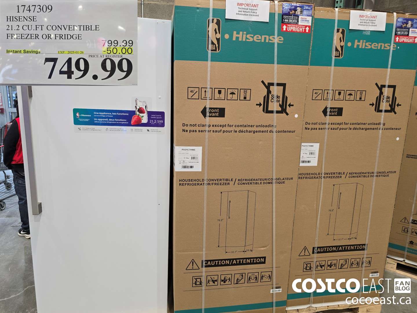 1747309 HISENSE 21.2 CU.FT CONVERTIBLE FREEZER OR FRIDGE ($50.00 INSTANT SAVINGS EXPIRES ON 2025-01-26) $749.99