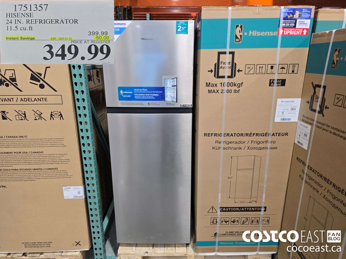 1751357 HISENSE 24 IN. REFRIGERATOR 11.5 cu.ft ($50.00 INSTANT SAVINGS EXPIRES ON 2025-01-12) $349.99