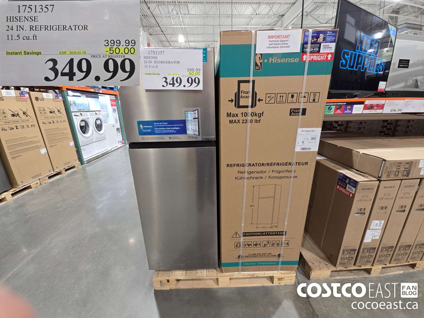 1751357 HISENSE 24 IN. REFRIGERATOR 11.5 cu.ft ($50.00 INSTANT SAVINGS EXPIRES ON 2025-01-19) $349.99