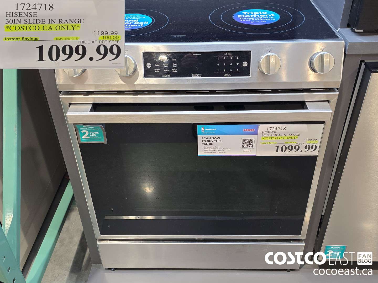 1724718 HISENSE 30IN SLIDE-IN RANGE *COSTCO.CA ONLY* ($100.00 INSTANT SAVINGS EXPIRES ON 2025-01-23) $1099.99