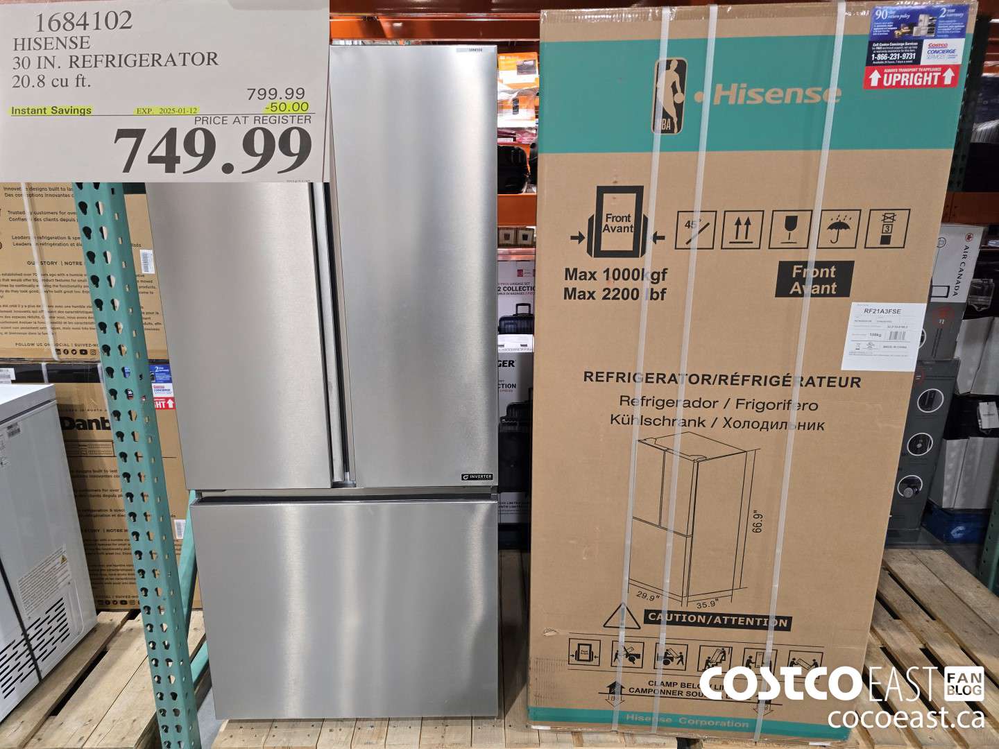 1684102 HISENSE 30 IN. REFRIGERATOR 20.8 CUFT ($50.00 INSTANT SAVINGS EXPIRES ON 2024-01-12) $749.99