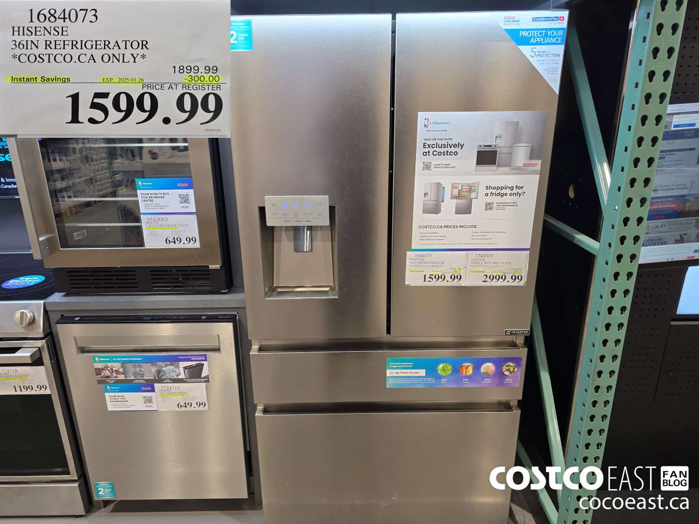 1684073 HISENSE 36IN REFRIGERATOR *COSTCO.CA ONLY* ($300.00 INSTANT SAVINGS EXPIRES ON 2025-01-26) $1599.99