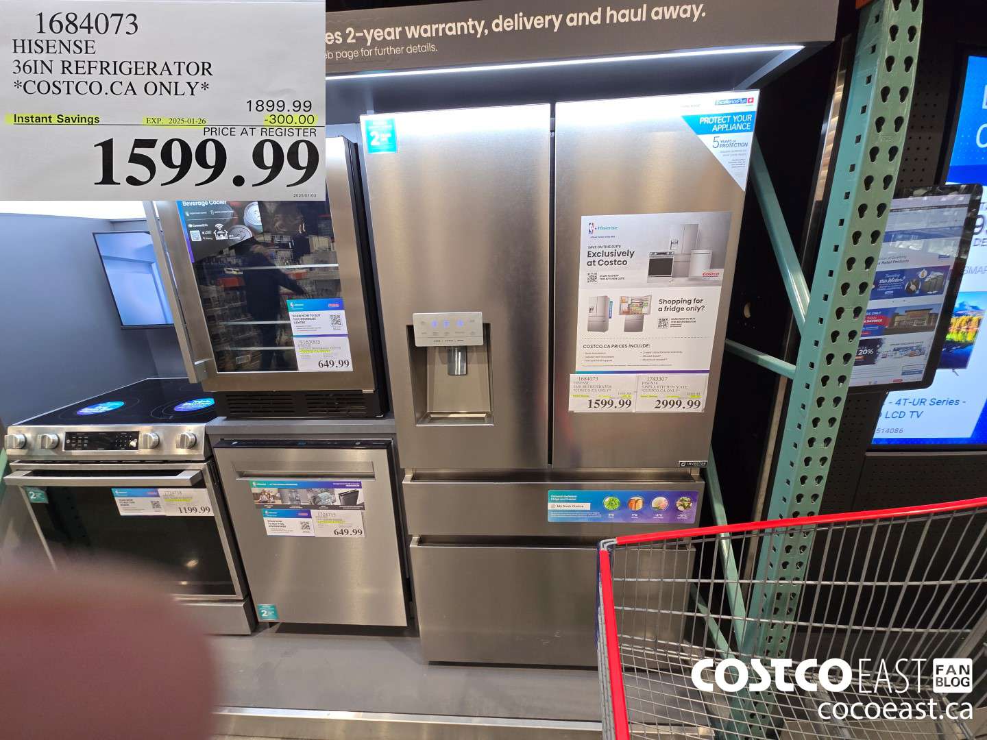 1684073 HISENSE 36IN REFRIGERATOR *COSTCO.CA ONLY* ($300.00 INSTANT SAVINGS EXPIRES ON 2025-01-26) $1599.99