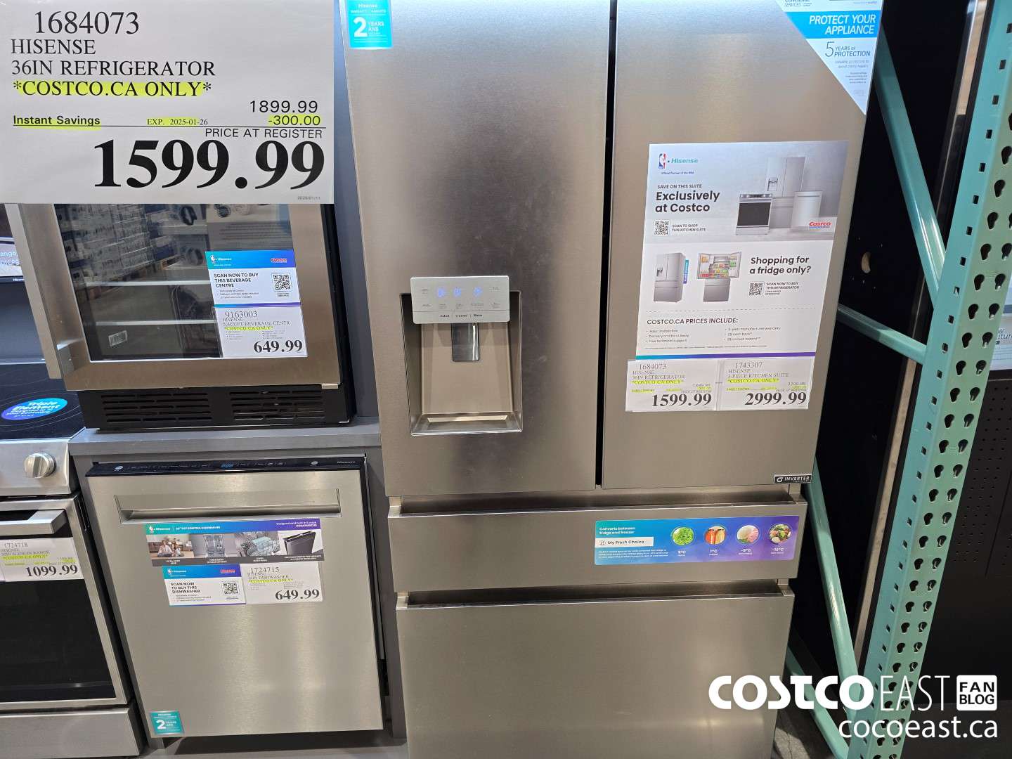 1684073 HISENSE 36IN REFRIGERATOR *COSTCO.CA ONLY* ($300.00 INSTANT SAVINGS EXPIRES ON 2025-01-26) $1599.99