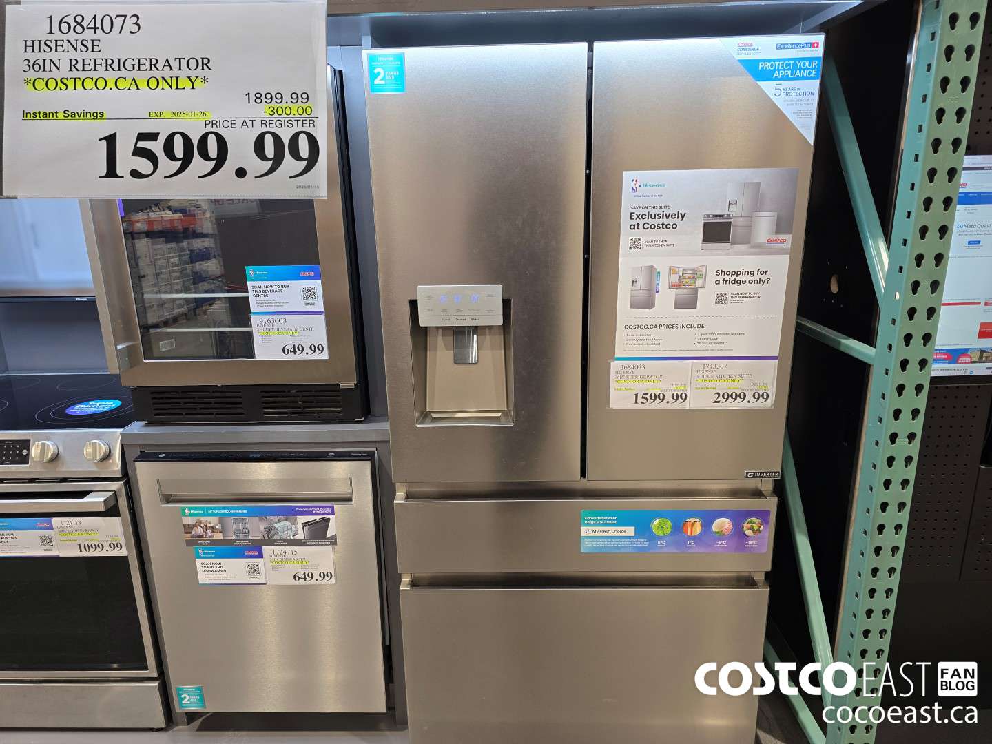 1684073 HISENSE 36IN REFRIGERATOR *COSTCO.CA ONLY* ($300.00 INSTANT SAVINGS EXPIRES ON 2025-01-26) $1599.99