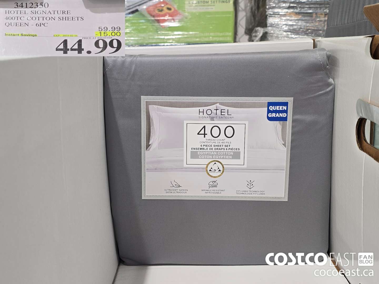 3412350 HOTEL SIGNATURE 400TC COTTON SHEETS QUEEN - 6PC ($15.00 INSTANT SAVINGS EXPIRES ON 2025-02-16) $44.99