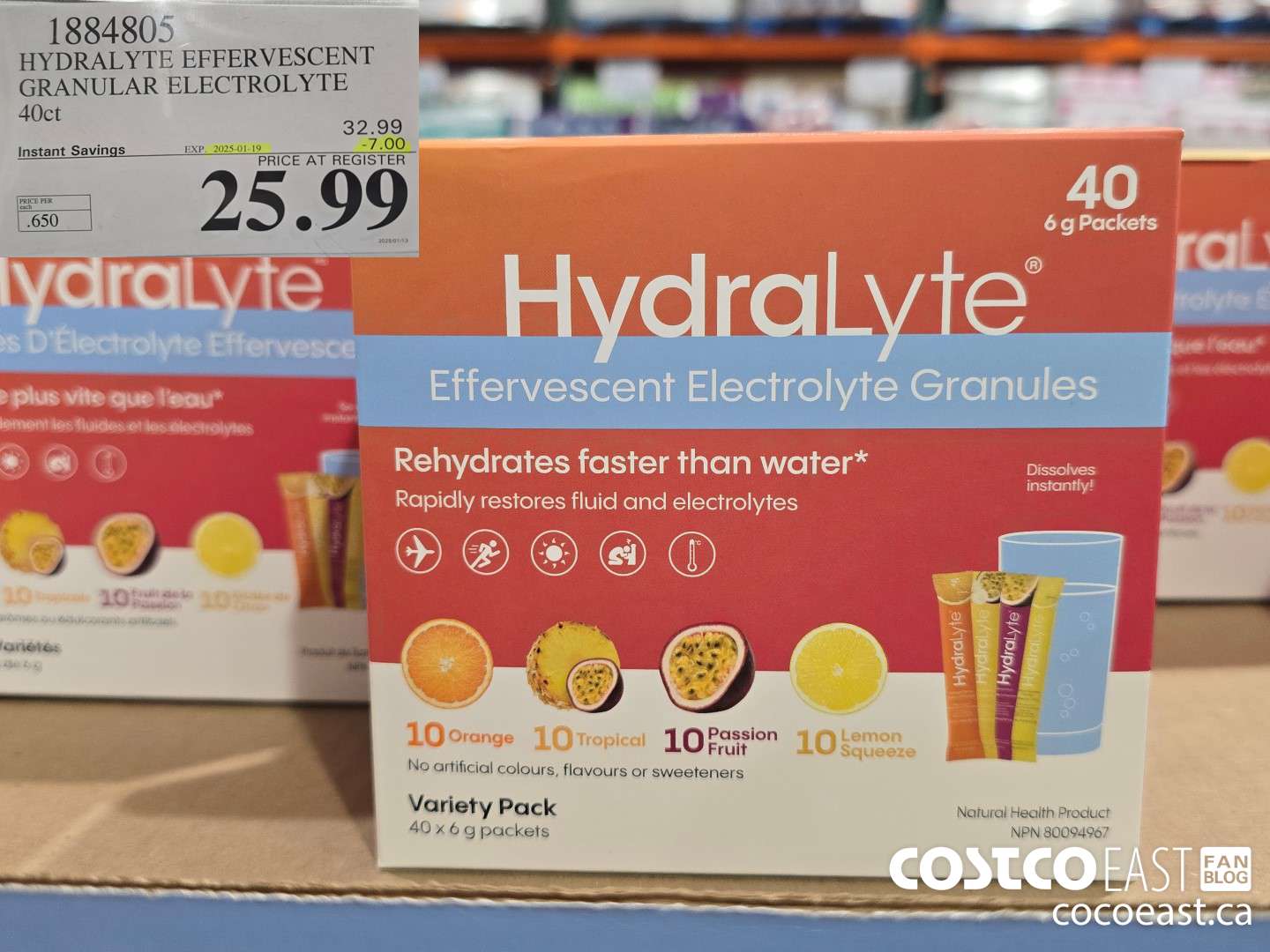 1884805 HYDRALYTE EFFERVESCENT GRANULAR ELECTROLYTE 40ct ($7.00 INSTANT SAVINGS EXPIRES ON 2025-01-19) $25.99