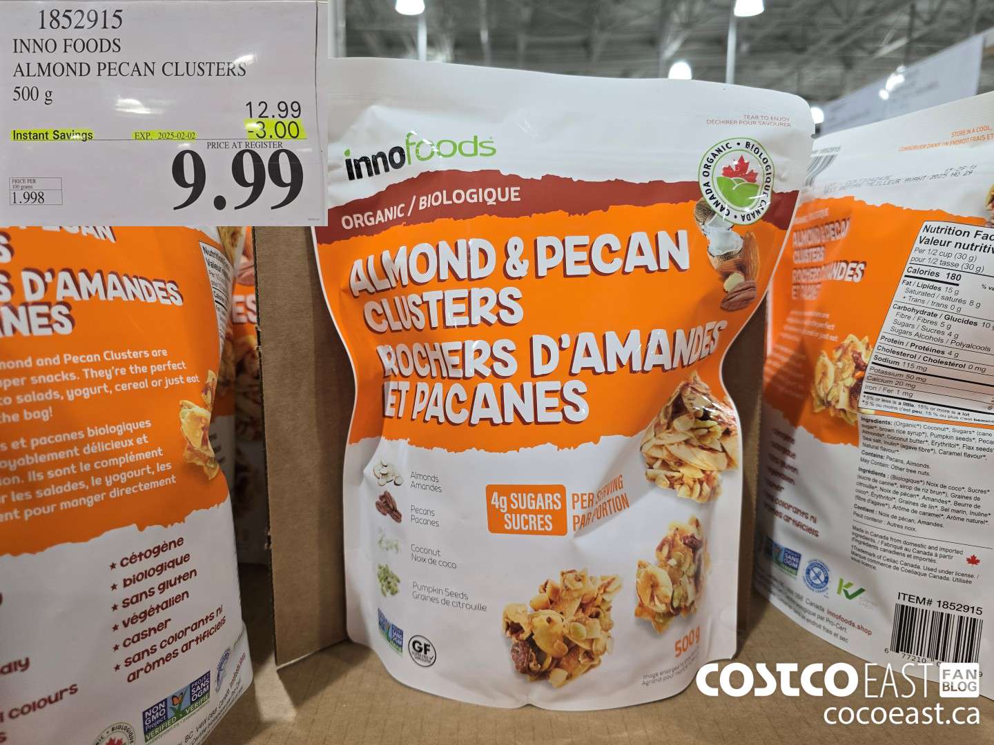 1852915 INNO FOODS ALMOND PECAN CLUSTERS 500 g ($3.00 INSTANT SAVINGS EXPIRES ON 2025-02-02) $9.99