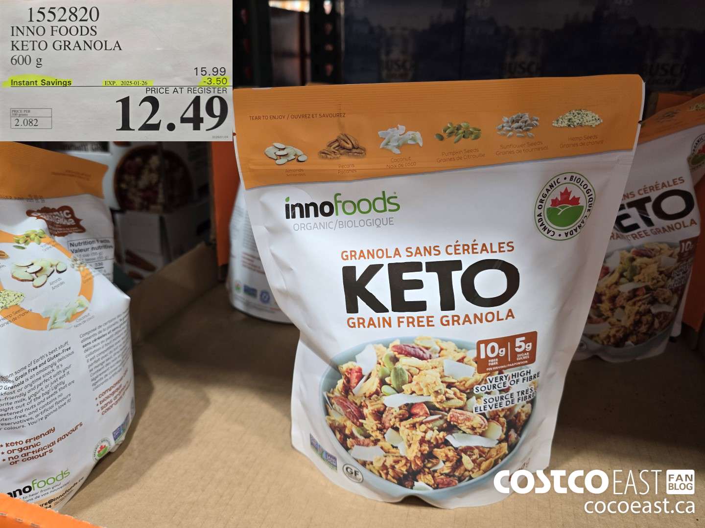 1552820 INNO FOODS KETO GRANOLA 600 G ($3.50 INSTANT SAVINGS EXPIRES ON 2025-01-26) $12.49