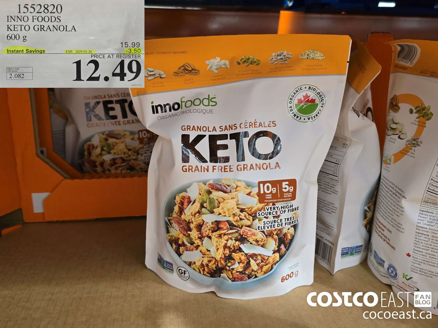 1552820 INNO FOODS KETO GRANOLA 600 G ($3.50 INSTANT SAVINGS EXPIRES ON 2025-01-26) $12.49