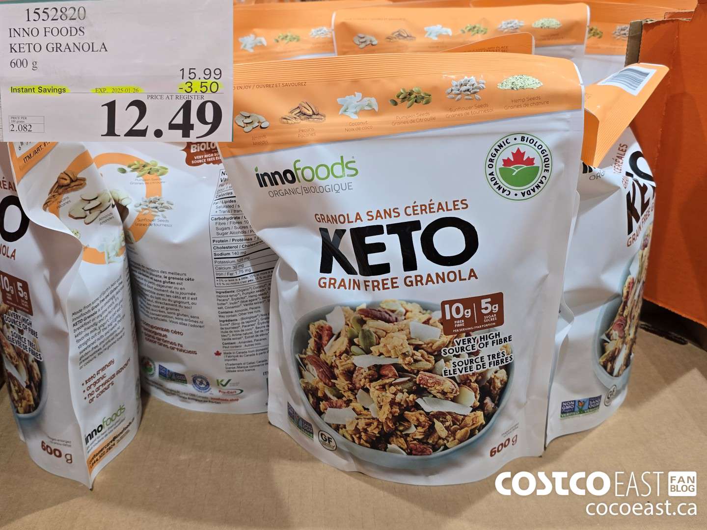 1552820 INNO FOODS KETO GRANOLA 600 G ($3.50 INSTANT SAVINGS EXPIRES ON 2025-01-26) $12.49