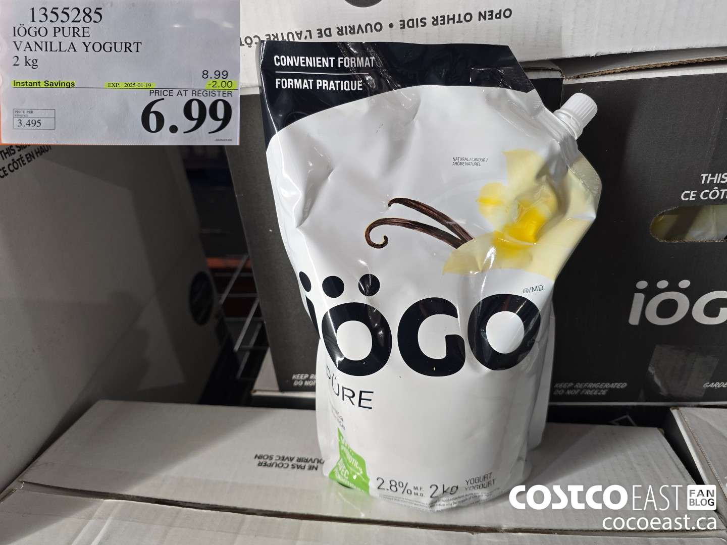 1355285 IOGO PURE VANILLA YOGURT 2 kg ($2.00 INSTANT SAVINGS EXPIRES ON 2025-01-19) $6.99