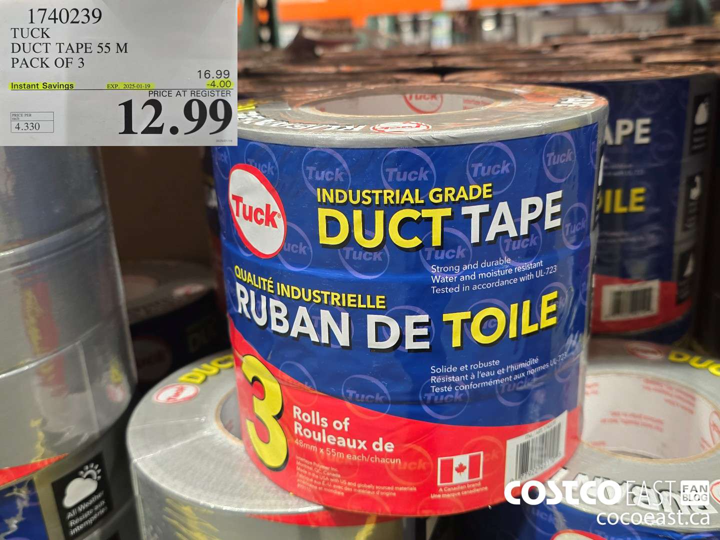1740239 IPG DUCT TAPE 55M PACK OF 3 ($4.00 INSTANT SAVINGS EXPIRES ON 2024-11-24) $12.99