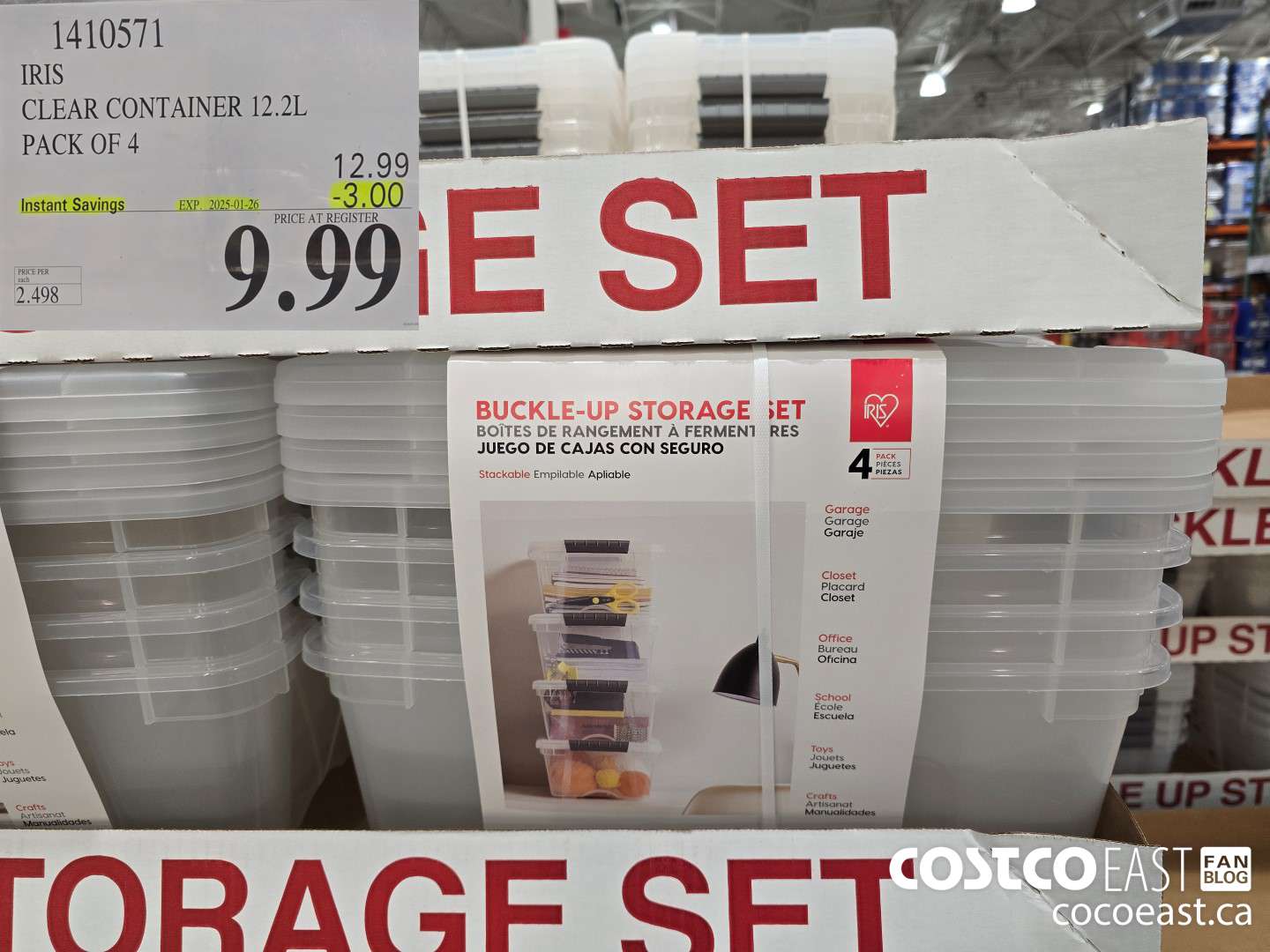 1410571 IRIS CLEAR CONTAINER 12.2L PACK OF 4 ($3.00 INSTANT SAVINGS EXPIRES ON 2025-01-26) $9.99