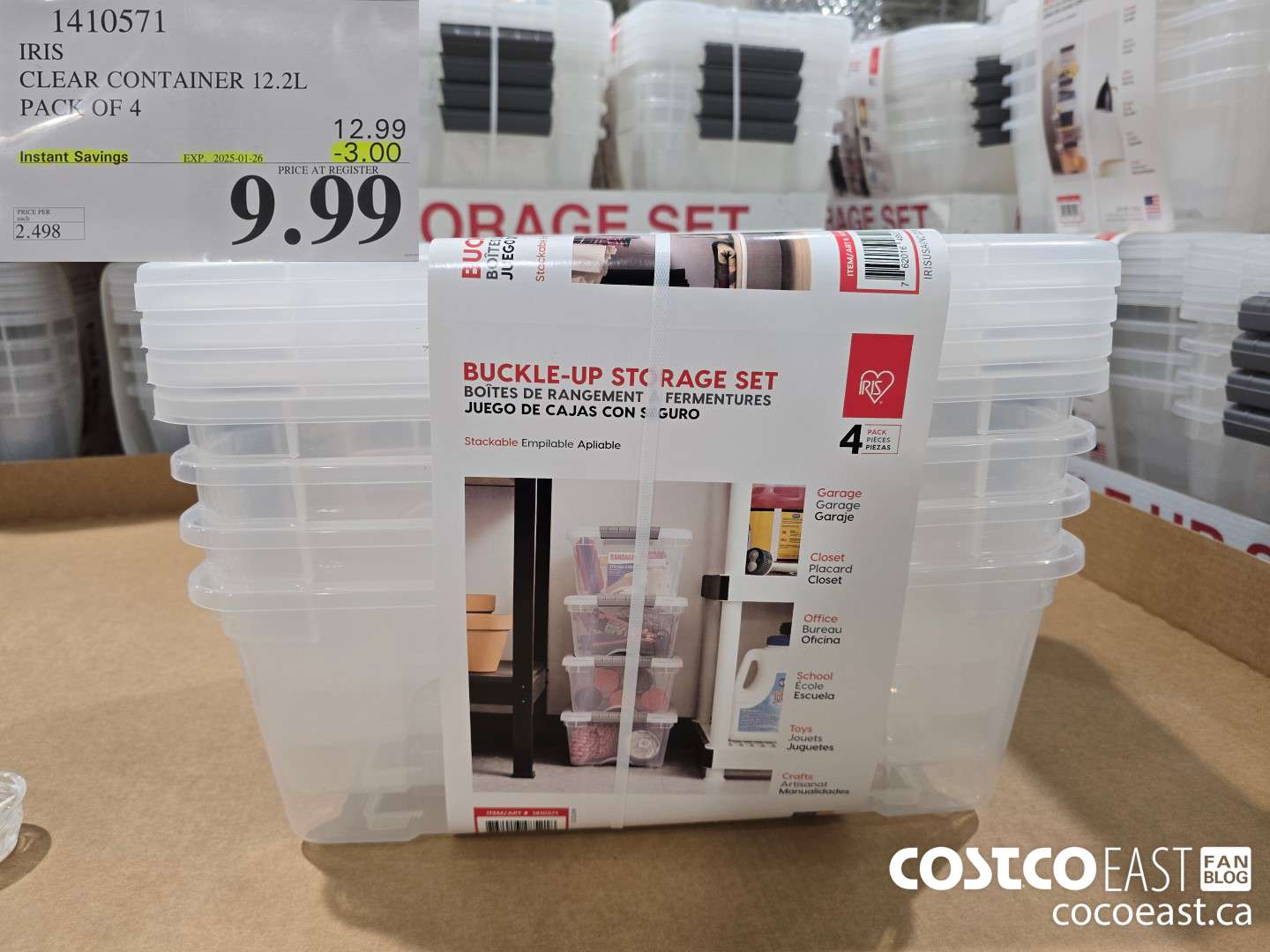 1410571 IRIS CLEAR CONTAINER 12.2L PACK OF 4 ($3.00 INSTANT SAVINGS EXPIRES ON 2025-01-26) $9.99