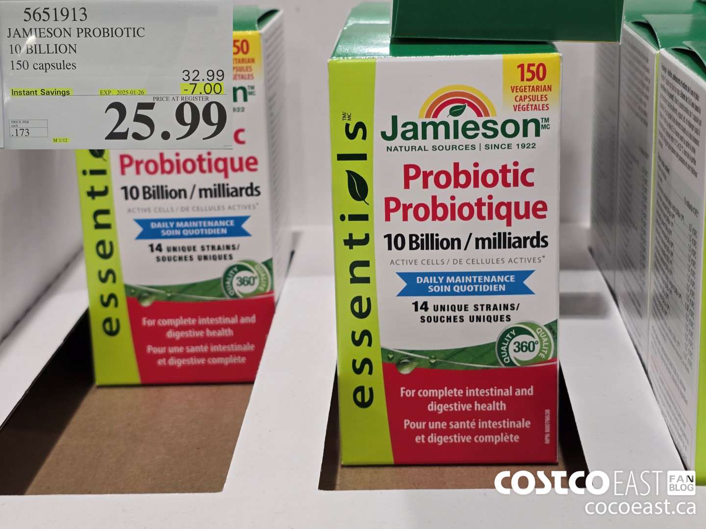 5651913 JAMIESON PROBIOTIC 10 BILLION 150 count ($7.00 INSTANT SAVINGS EXPIRES ON 2025-01-26) $25.99