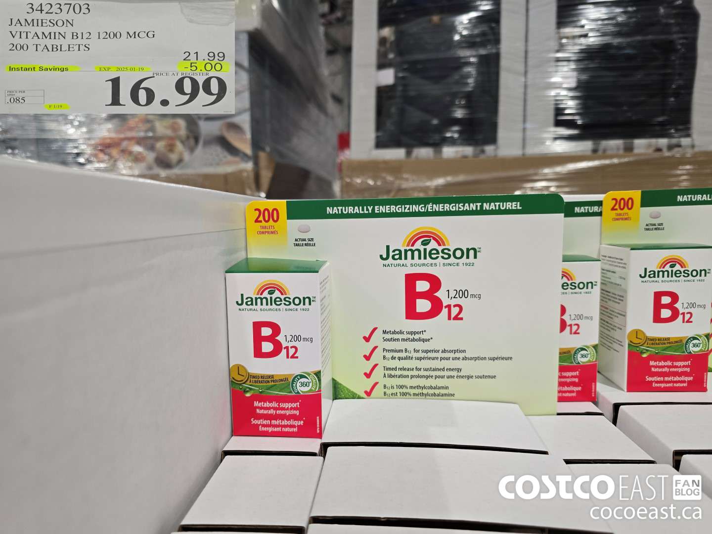 3423703 JAMIESON VITAMIN B12 1200MCG 200 TABLETS ($5.00 INSTANT SAVINGS EXPIRES ON 2025-01-19) $16.99