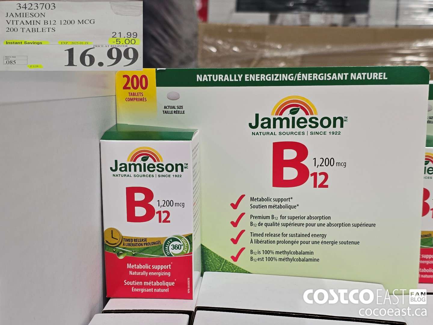 3423703 JAMIESON VITAMIN B12 1200MCG 200 TABLETS ($5.00 INSTANT SAVINGS EXPIRES ON 2025-01-19) $16.99