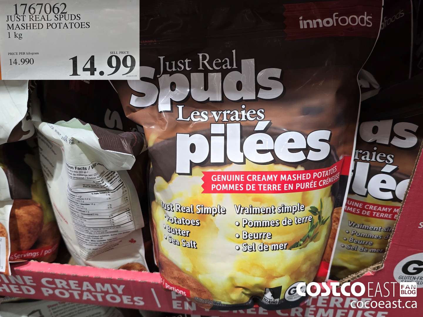 1767062 JUST REAL SPUDS MASHED POTATOES 1 kg $14.99